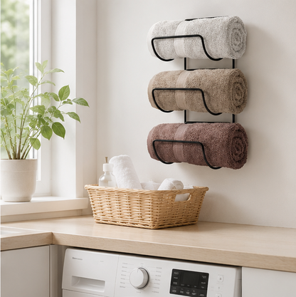 Wall-Mounted Towel &amp; Wine Rack