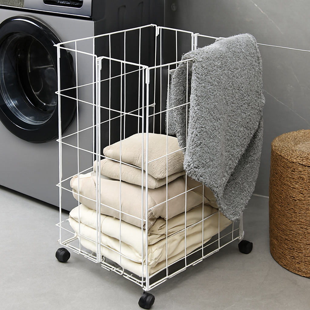 Foldable Laundry Basket - White