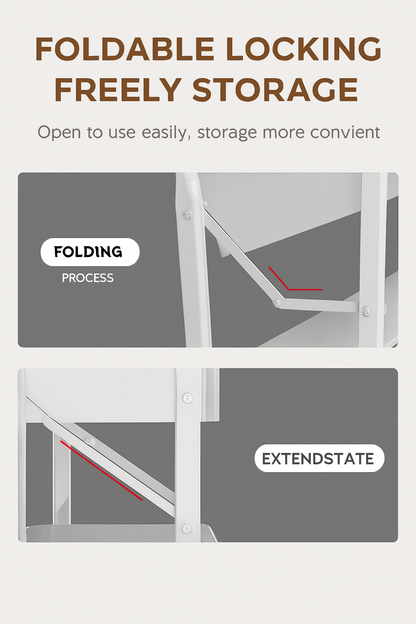 Foldable 3-Tier Rolling Utility Cart - White