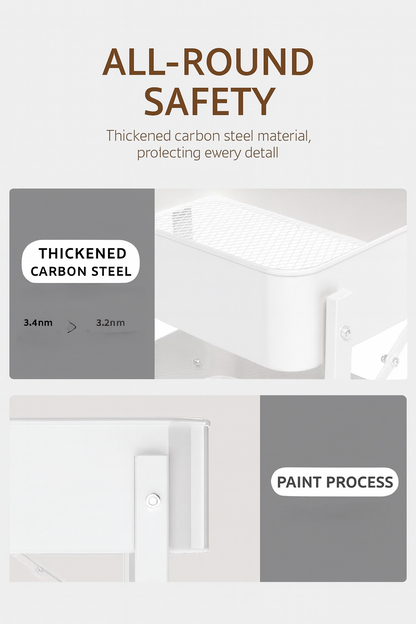 Foldable 3-Tier Rolling Utility Cart - White