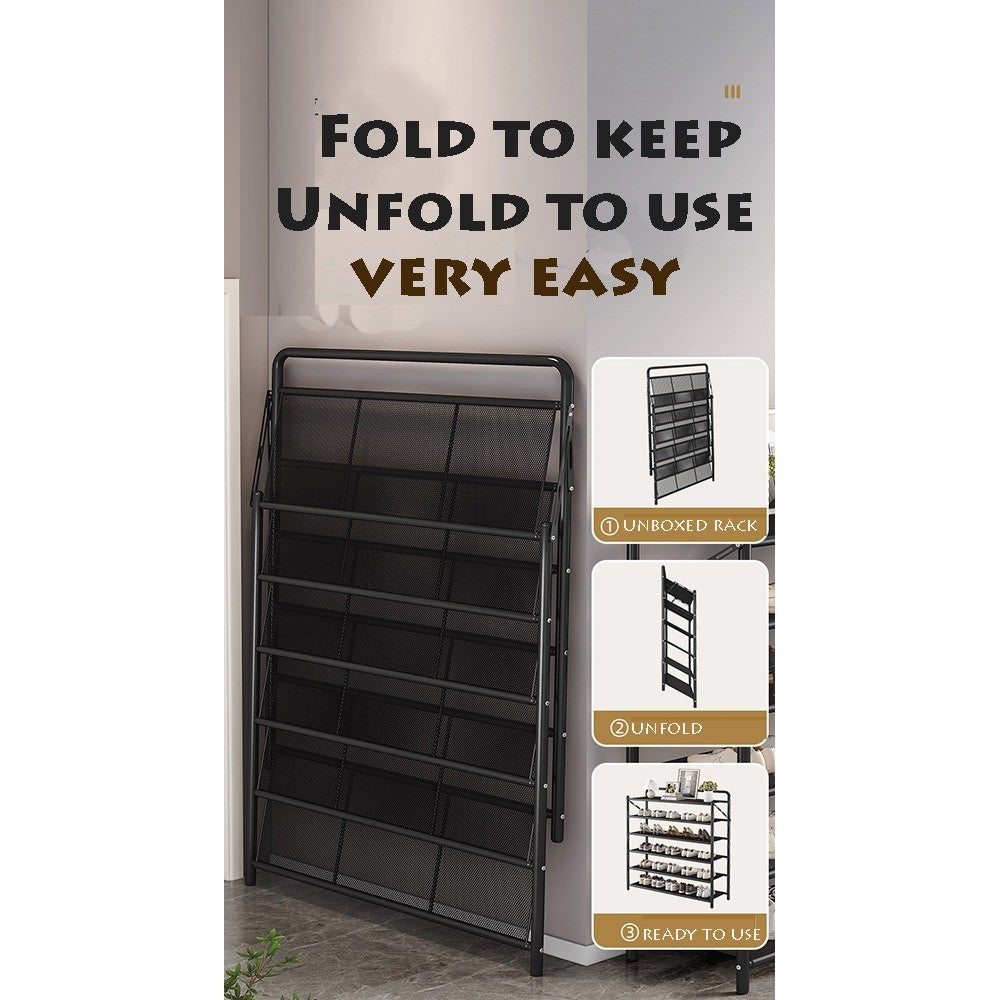 Foldable 3-Tier Metal Shoe Rack