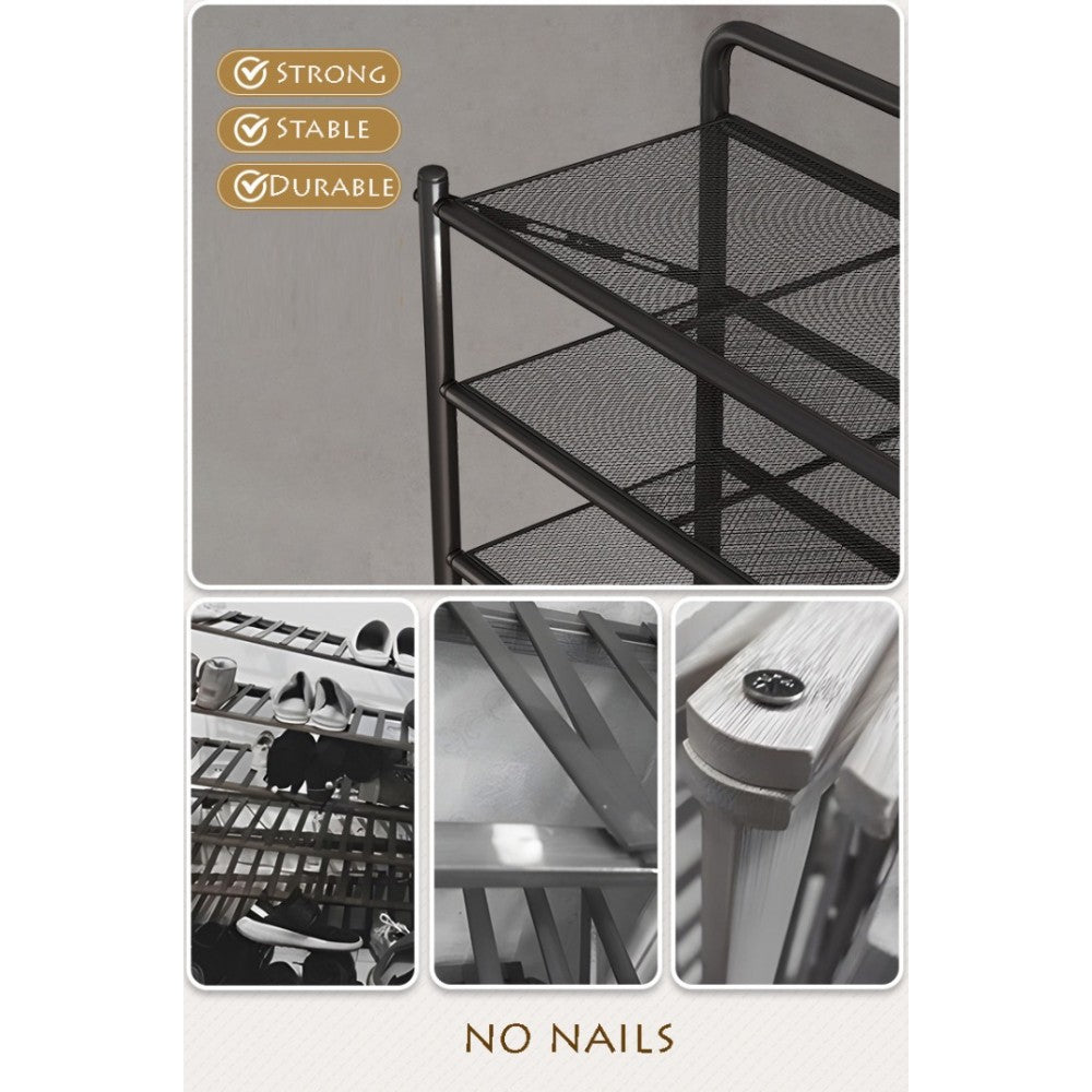 Foldable 3-Tier Metal Shoe Rack