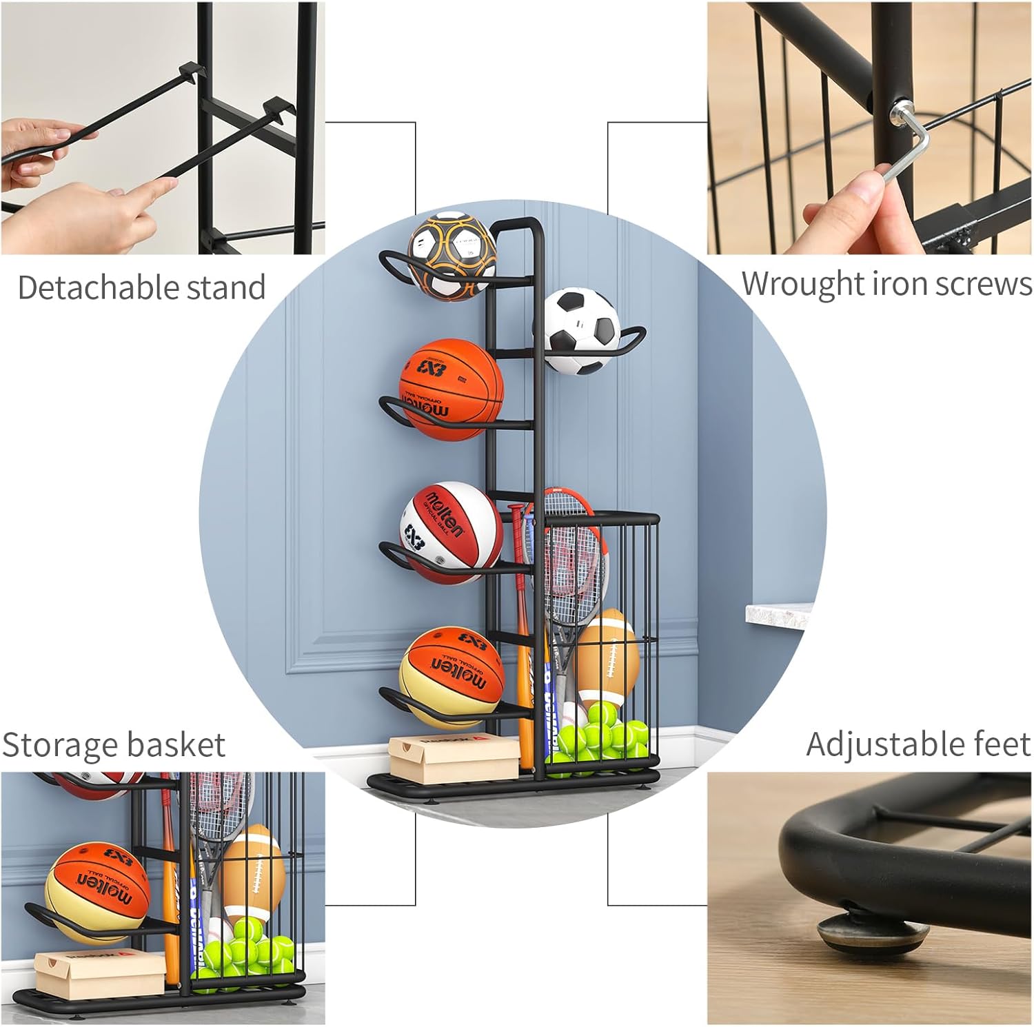 SportsNest Pro Organizer Rack_ Black