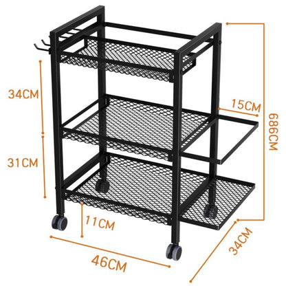 3-Tier Sports &amp; Fitness Storage Cart with Wheels