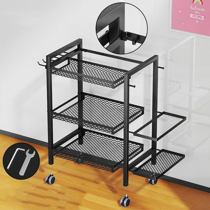 3-Tier Sports &amp; Fitness Storage Cart with Wheels