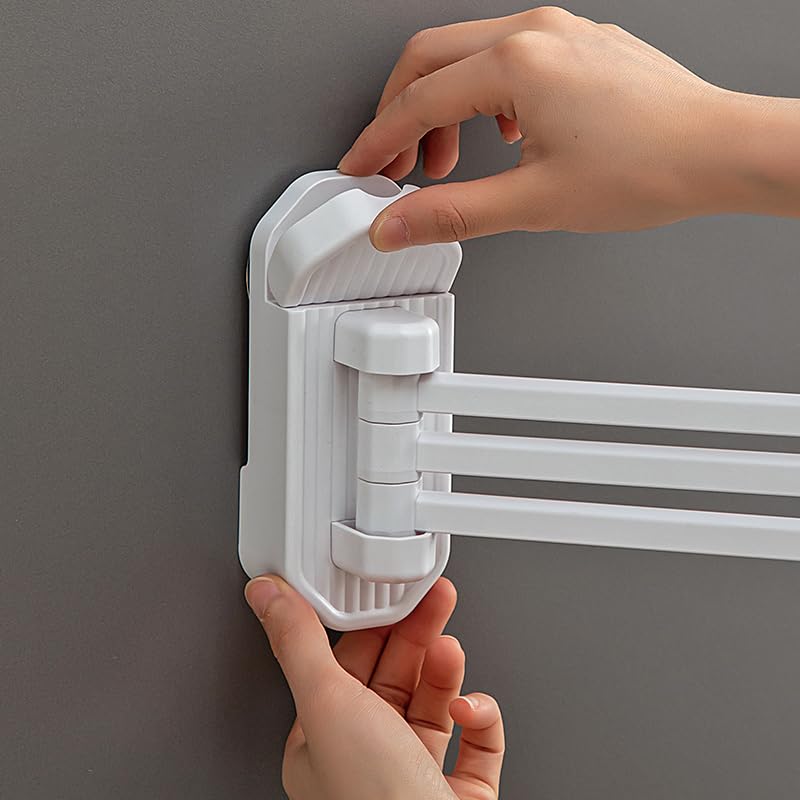 Wall‑Mounted Towel Rack with 3 Swing Arms