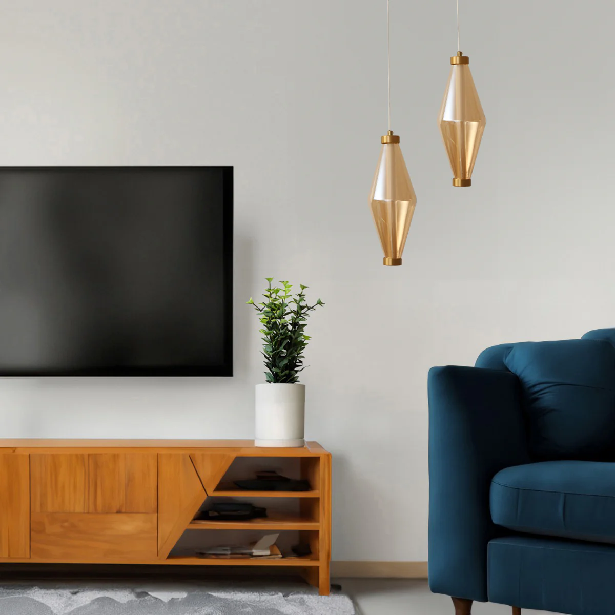 Modern Brass Prism Pendant Light