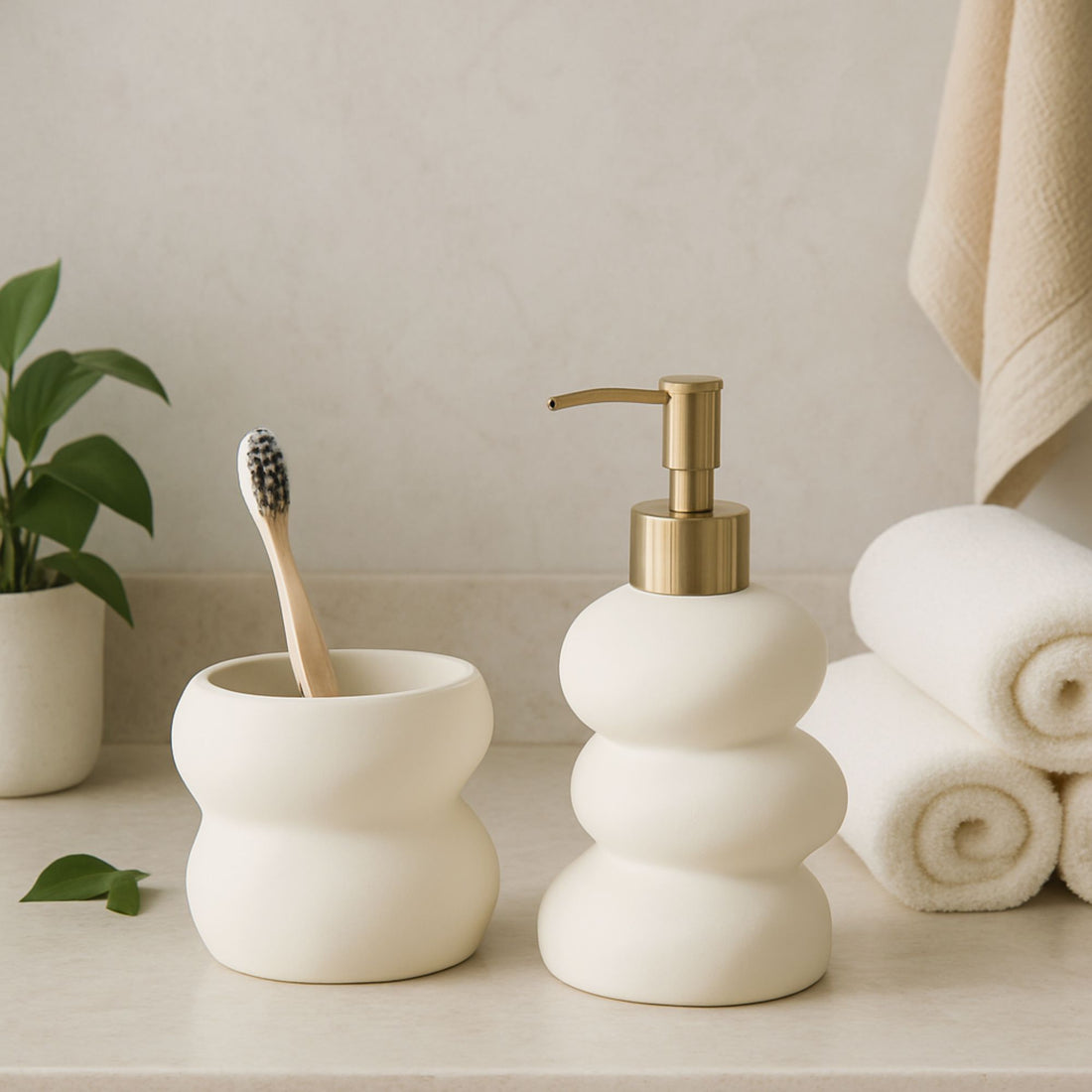 Pebbles Bathroom Set - White (Set of 2)