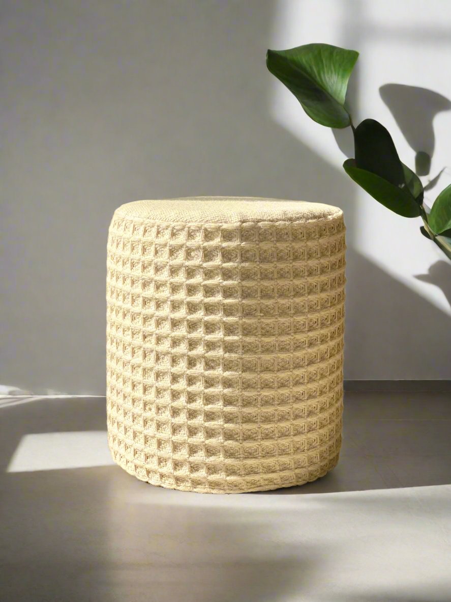 Wilson Waffle Pouffe - Ivory