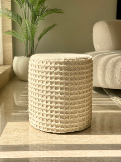 Wilson Waffle Pouffe - Ivory