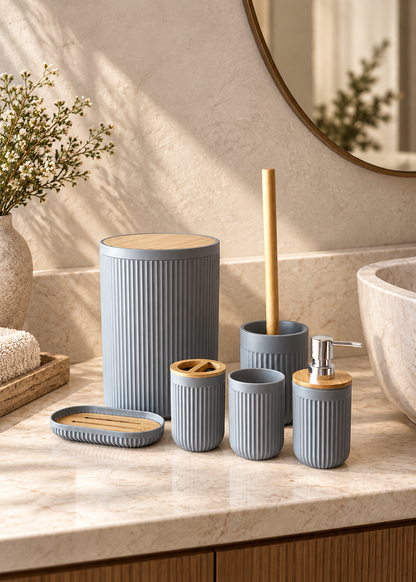 Slate Wood Bathroom Set