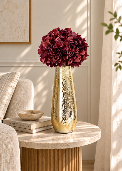 Artificial Hydrangea Stem - Mulberry Burgundy  (One Stem)