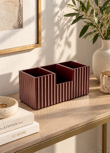 Imperium Fluted Desk Organiser - Walnut