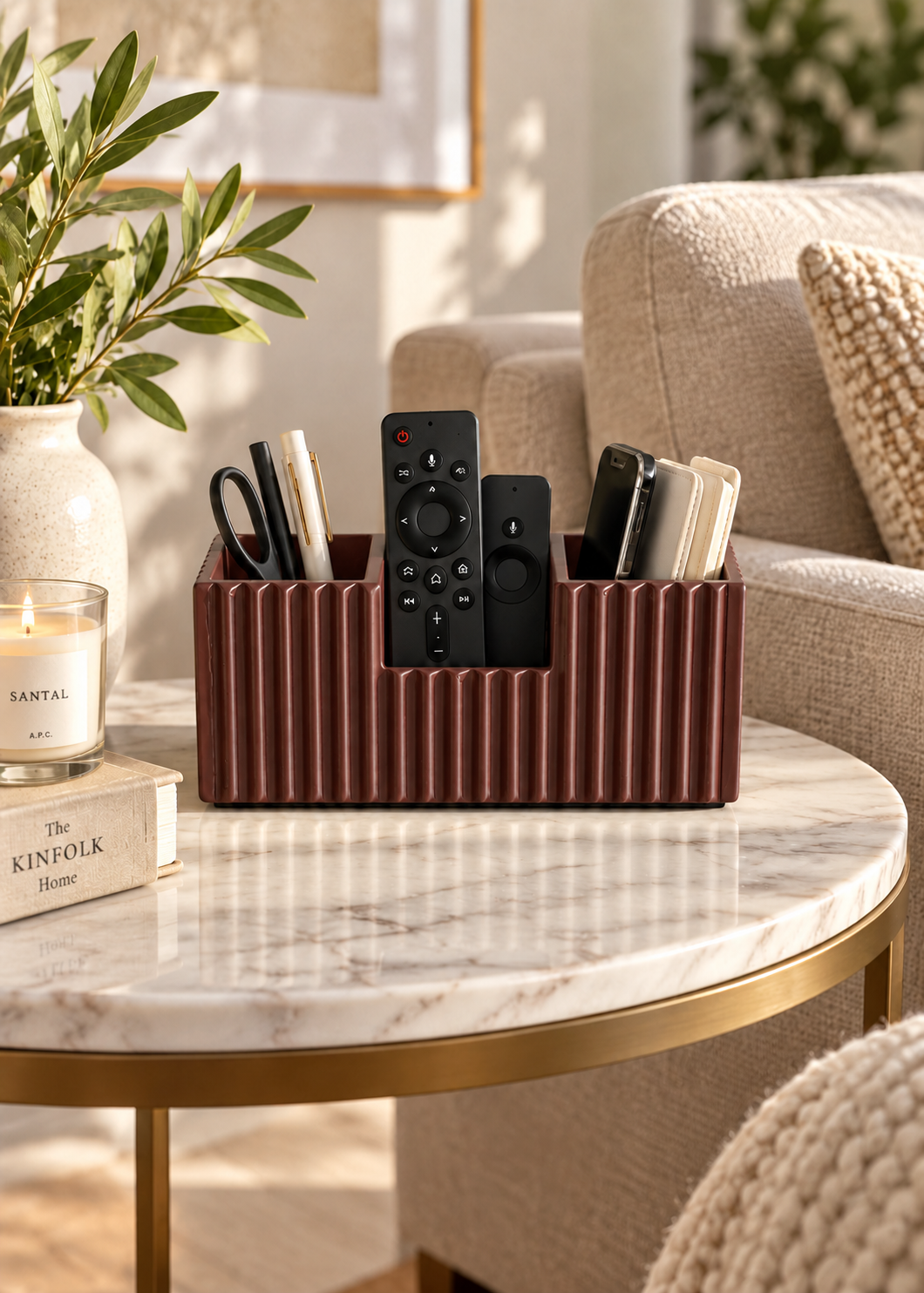 Imperium Fluted Desk Organiser - Walnut