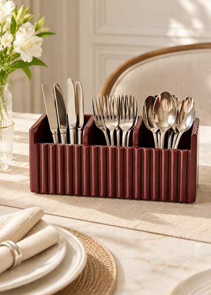 Imperium Fluted Cutlery Holder 3 Slot - Walnut