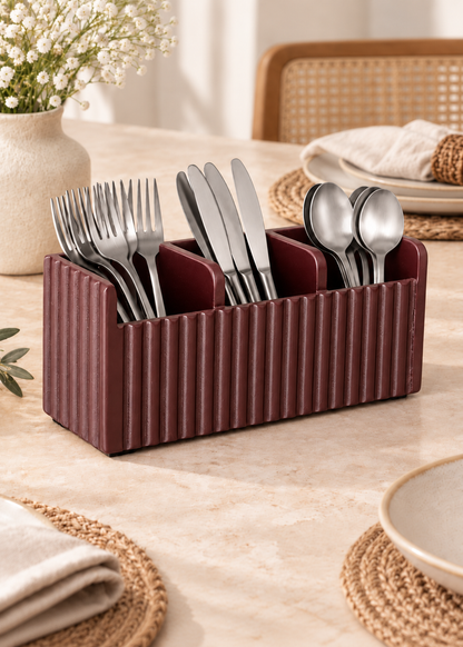 Imperium Fluted Cutlery Holder 3 Slot - Walnut