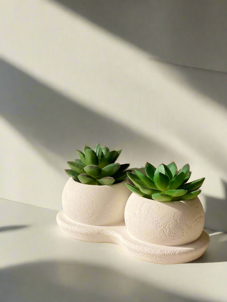 Artificial Green Twin Succulent