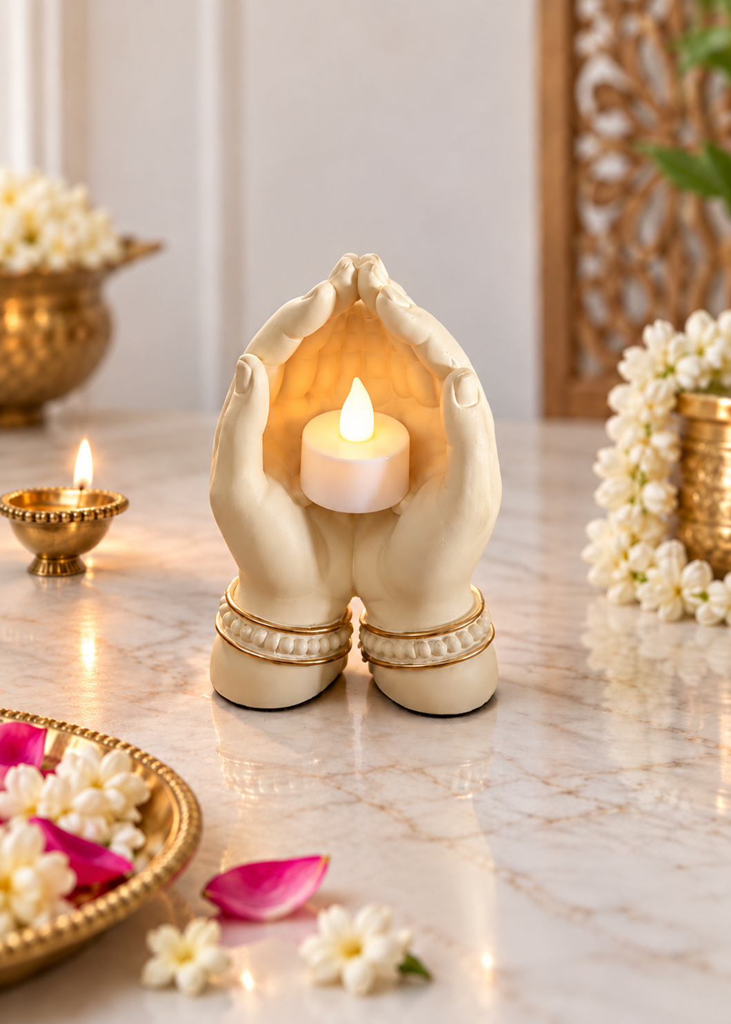 Divine Hands LED Tealight Stand
