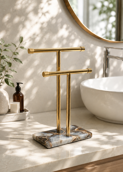 Regal Agate Hand Towel Stand - Black