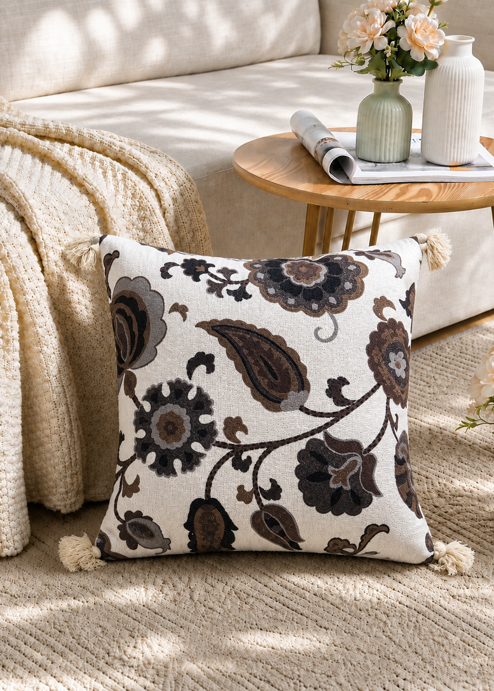 Motif Charcoal Cushion Cover