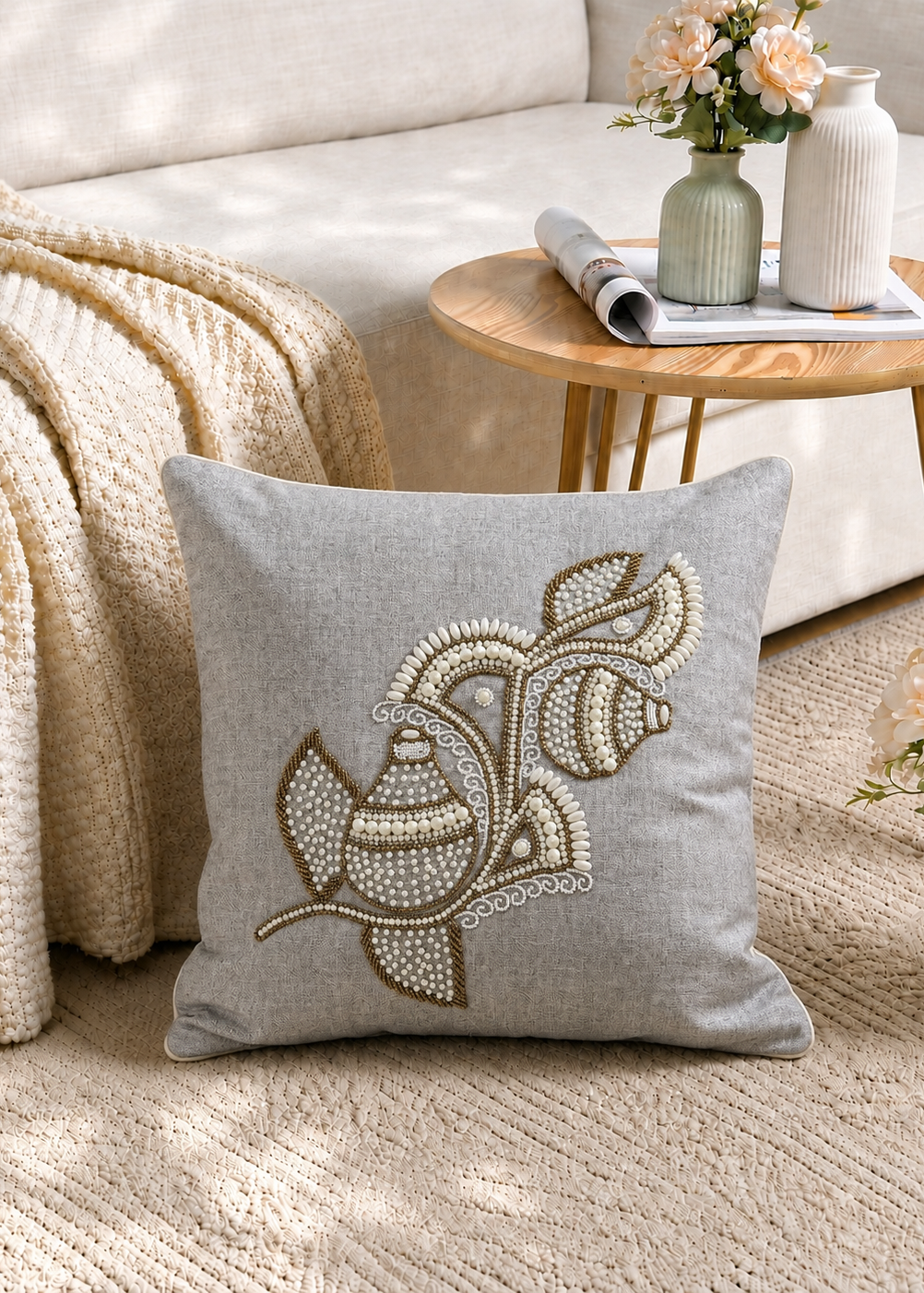 Pearl Bloom Cushion Cover