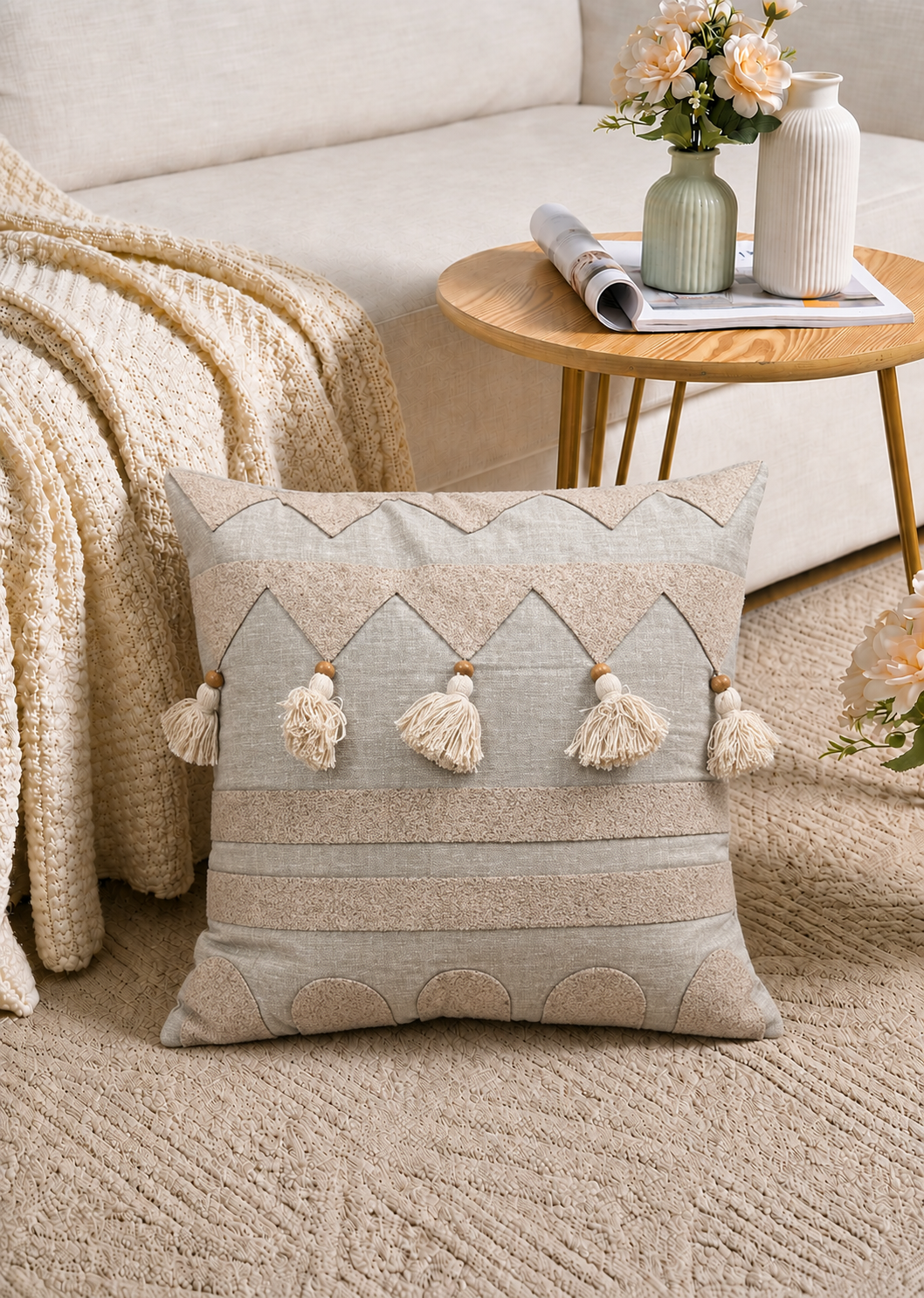 Boho Tassel Cushion Cover