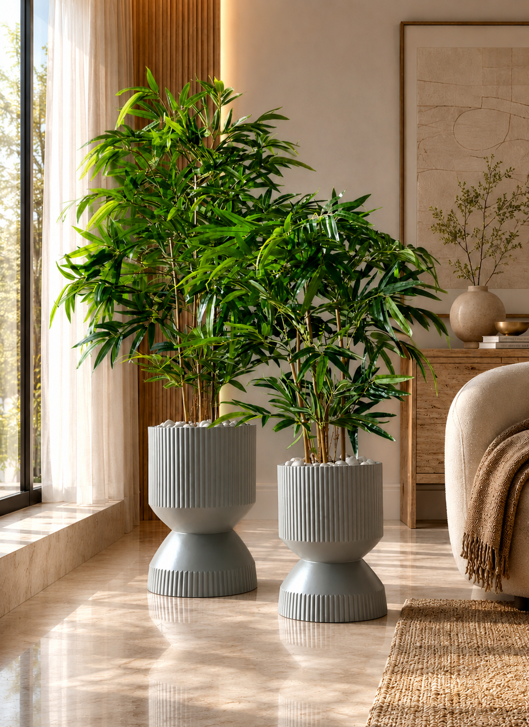 Willow Reversible Planters - Light Grey