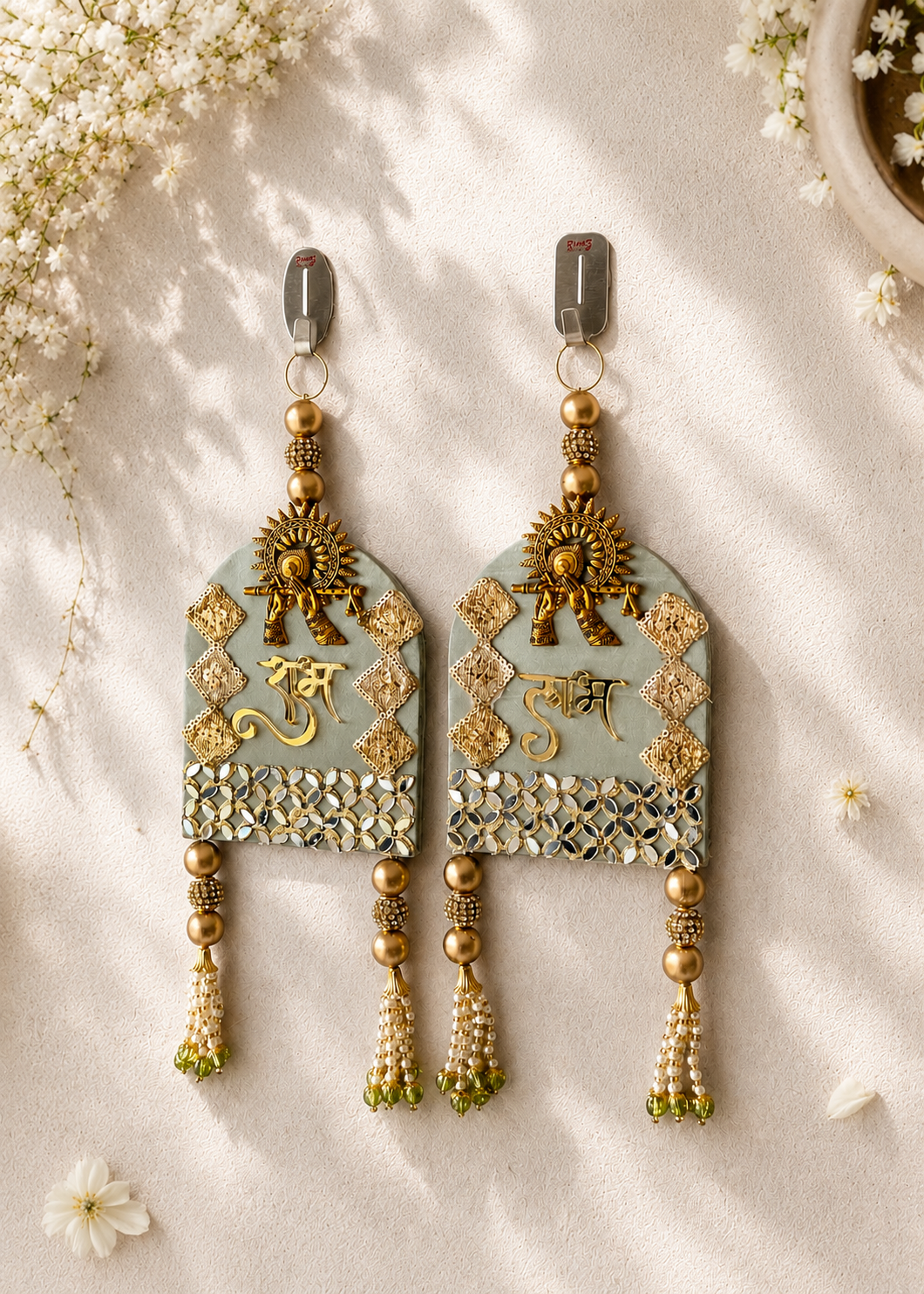 Festive Bansuri Shubh Labh Latkan - Mint Green