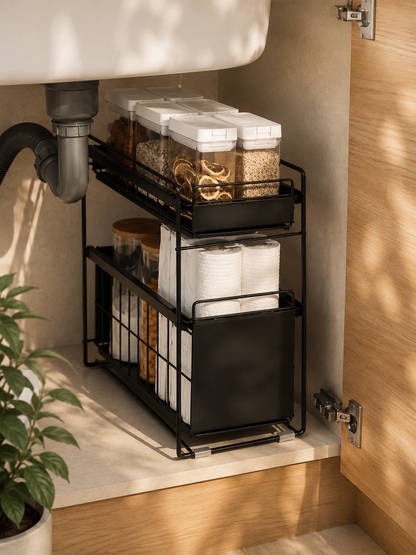 Pull Out storage Drawer - Black