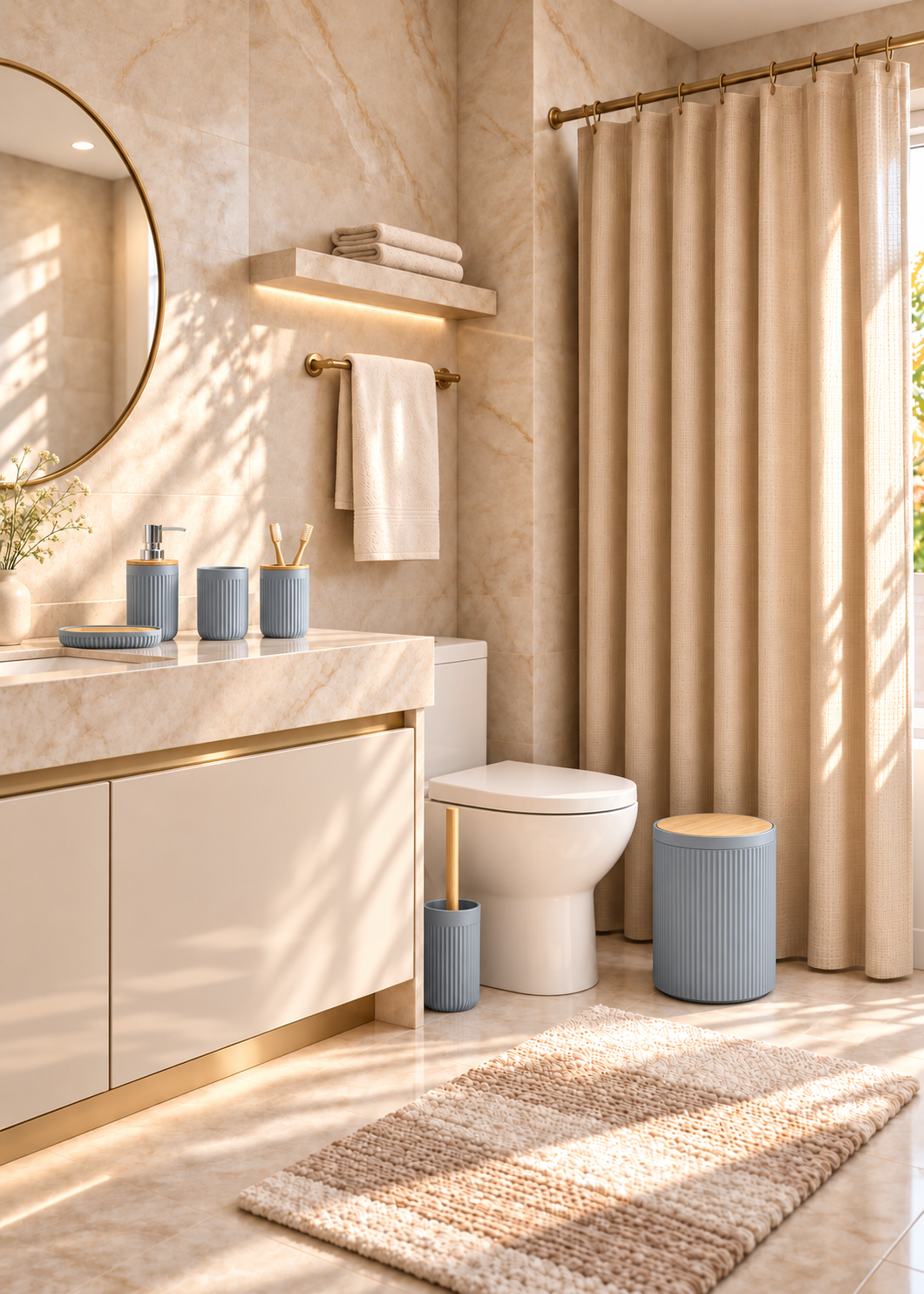 Slate Wood Bathroom Set