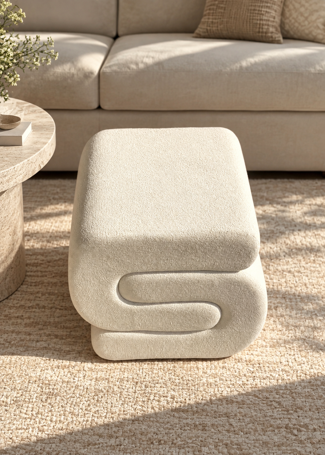 S-Boucle Pouffe - White