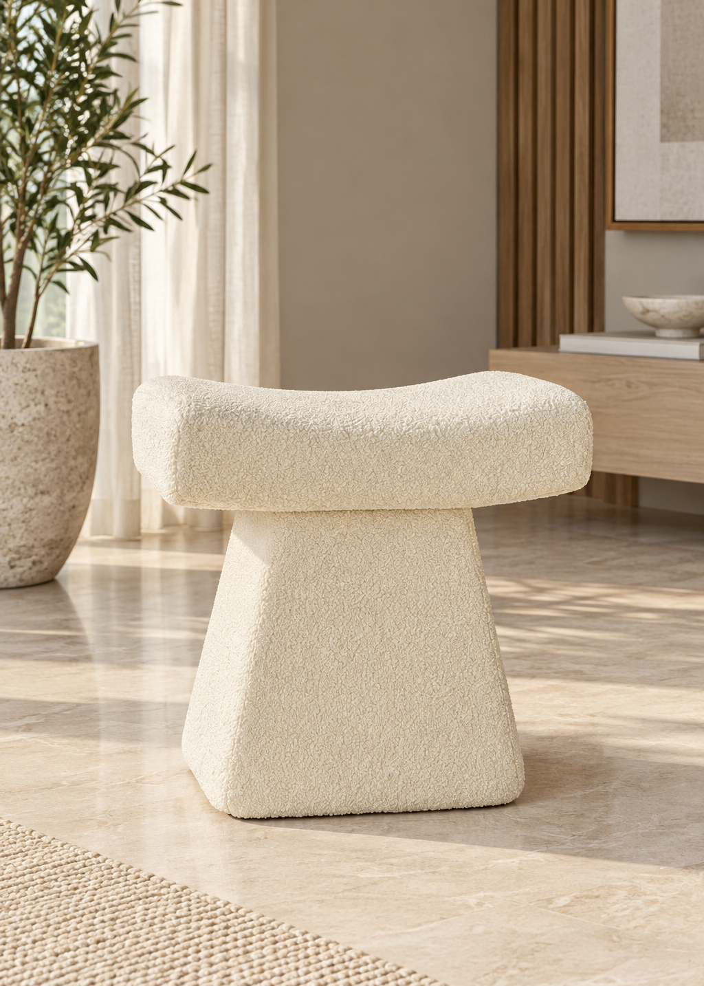Bouclé Arch Pouffe