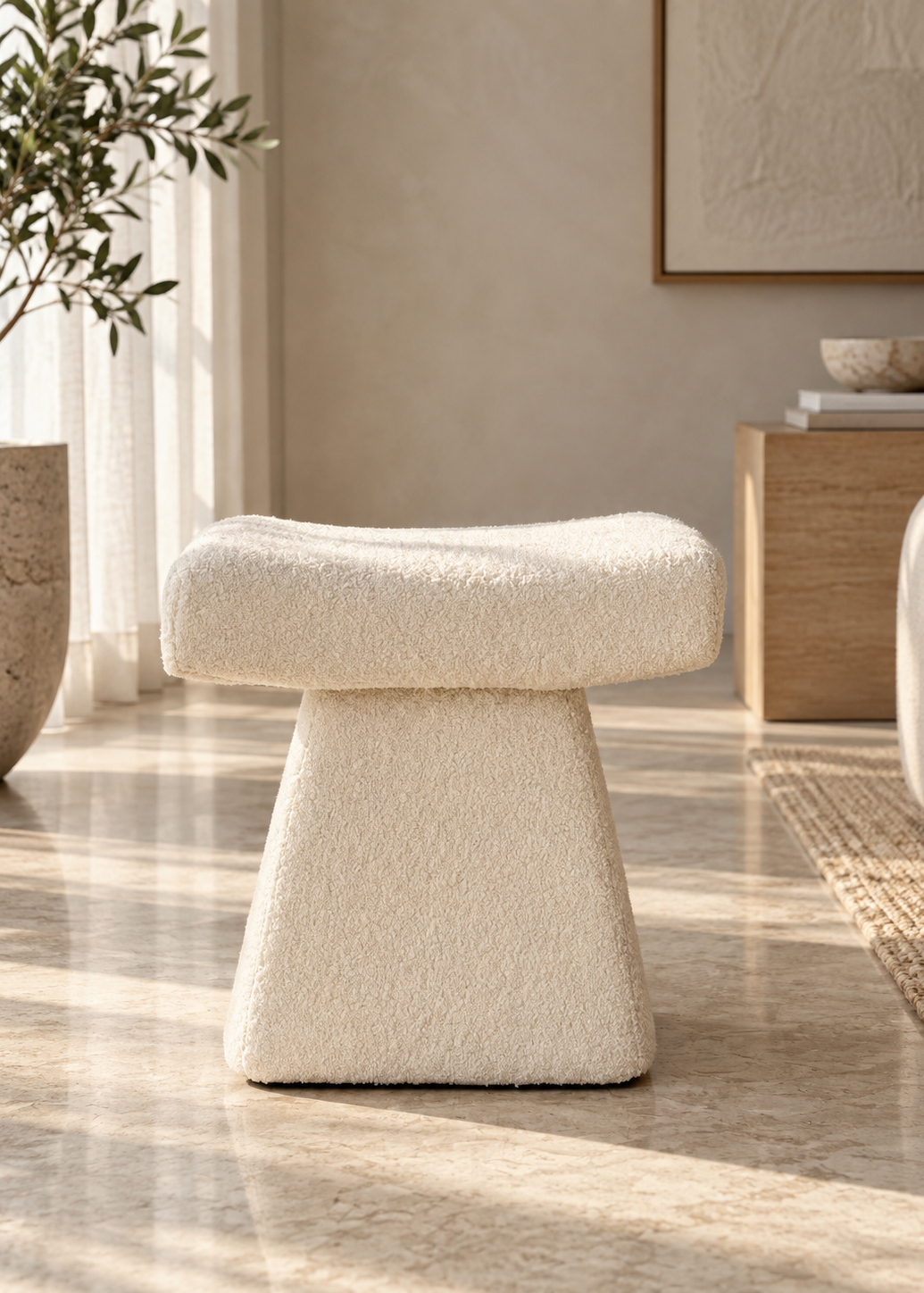 Bouclé Arch Pouffe