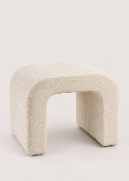 Cascade Curved White Pouffe