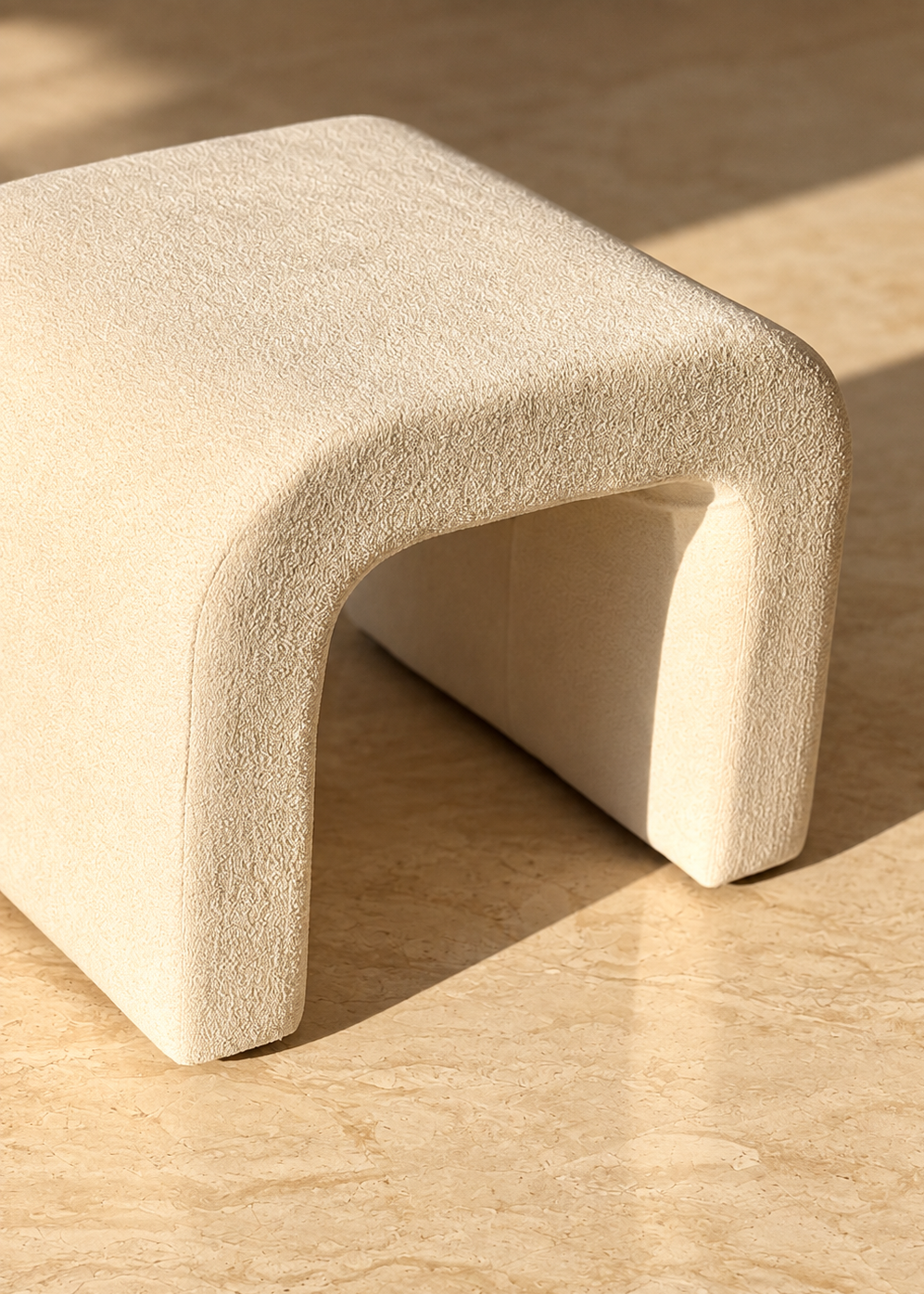 Cascade Curved White Pouffe
