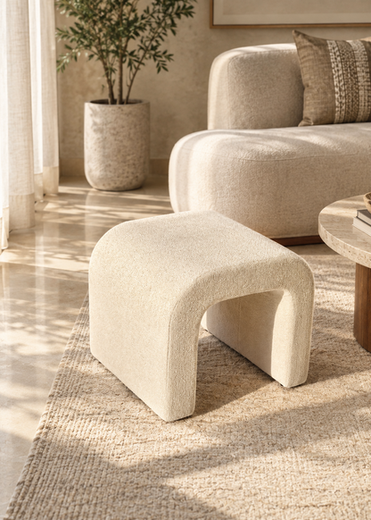 Cascade Curved White Pouffe