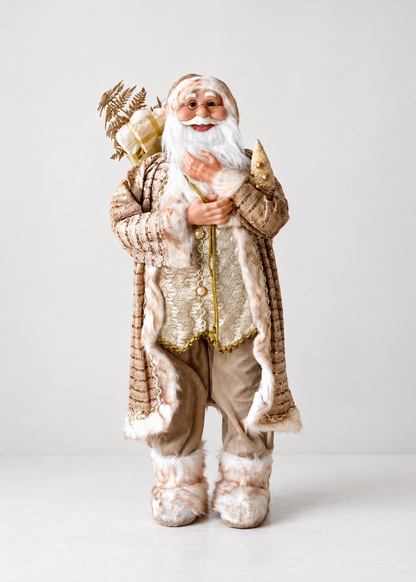 Christmas Jolly Santa Claus - 3 Feet (White and Gold)