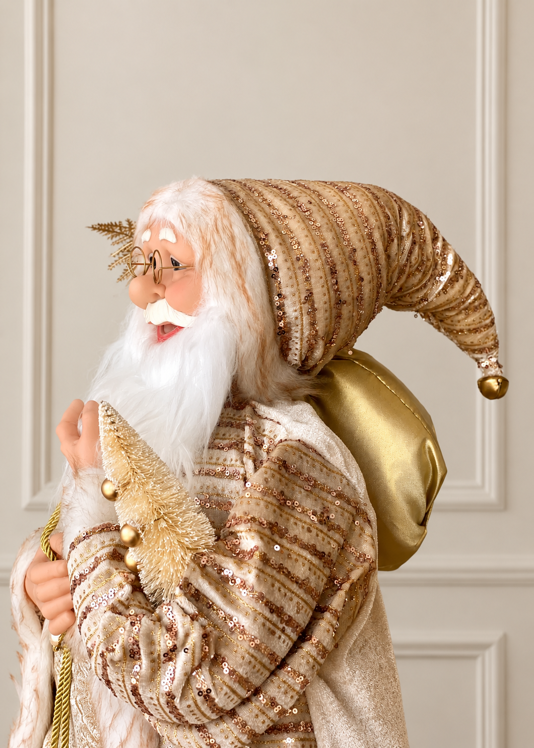 Christmas Jolly Santa Claus - 3 Feet (White and Gold)