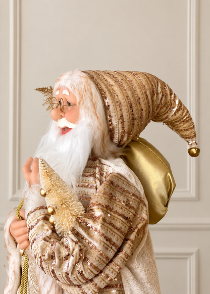 Christmas Jolly Santa Claus - 3 Feet (White and Gold)