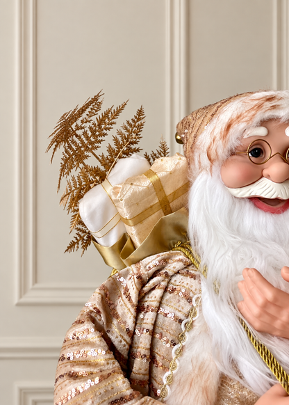 Christmas Jolly Santa Claus - 3 Feet (White and Gold)