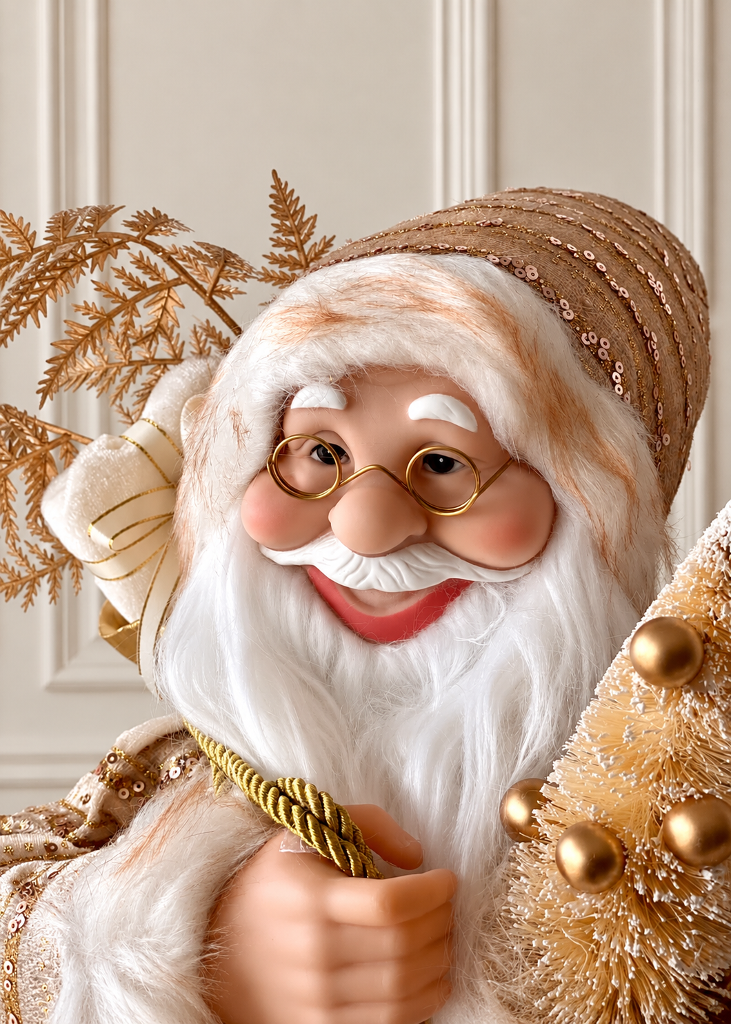Christmas Jolly Santa Claus - 2 Feet (White and Gold)