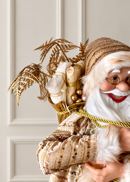 Christmas Jolly Santa Claus - 2 Feet (White and Gold)
