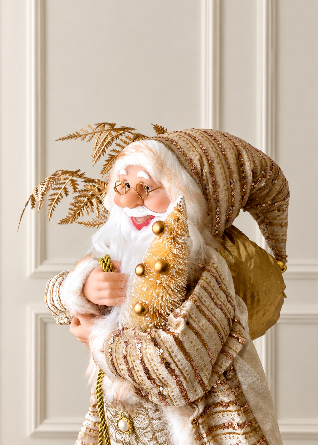 Christmas Jolly Santa Claus - 2 Feet (White and Gold)