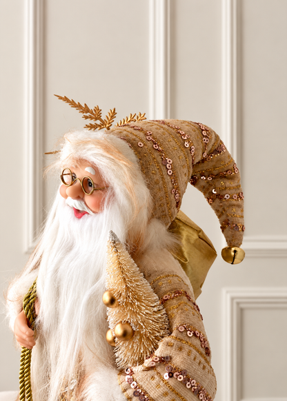 Christmas Jolly Santa Claus - 1 Feet (White and Gold)