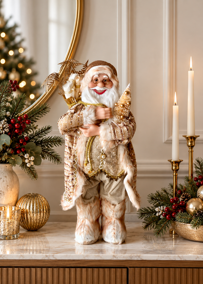 Christmas Jolly Santa Claus - 2 Feet (White and Gold)