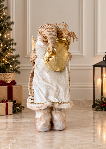 Christmas Jolly Santa Claus - 2 Feet (White and Gold)
