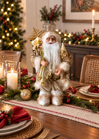 Christmas Jolly Santa Claus - 1 Feet (White and Gold)