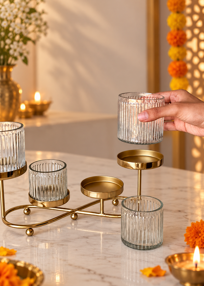 Meadow Fluted Tealight Holder – Set of 4