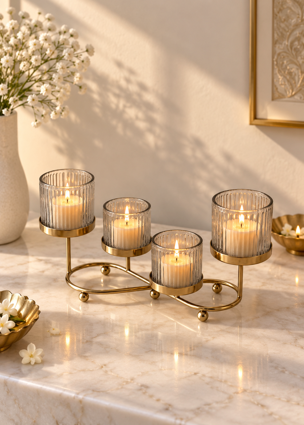 Meadow Fluted Tealight Holder – Set of 4