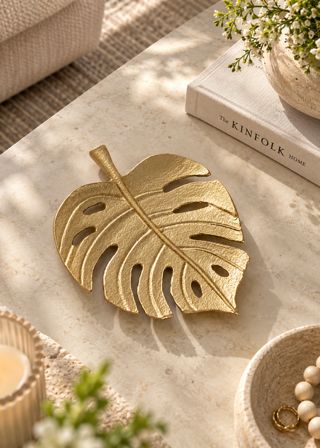 Gold Monstera Leaf Tray